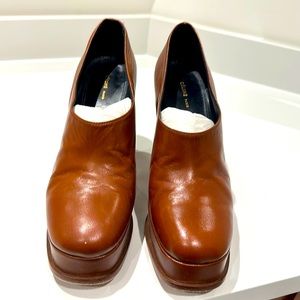 Celine Rich Brown Leather Platforms